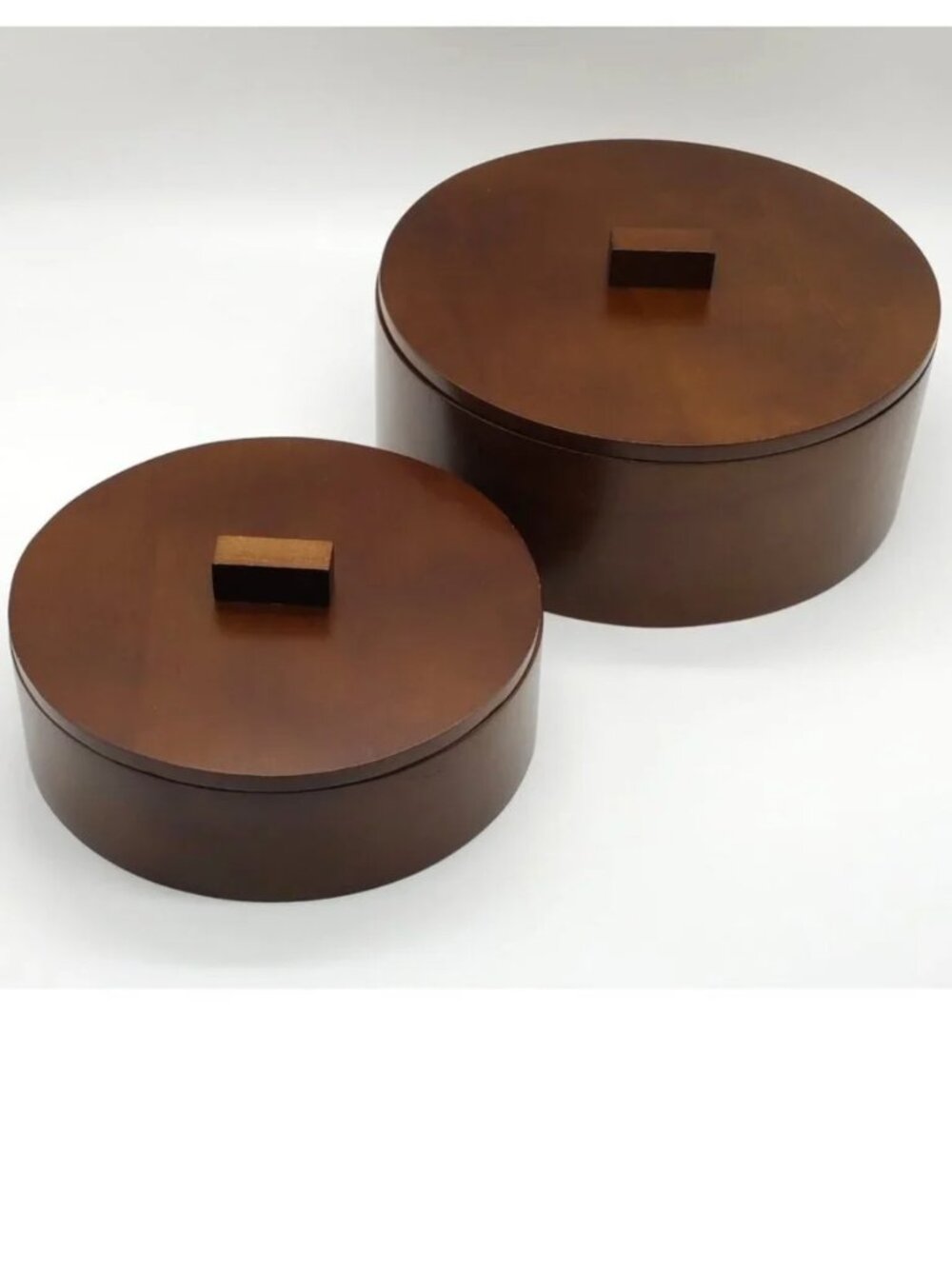 2 Stackable Natural Wood Boxes, Storage Trinkets Jewelry Décor